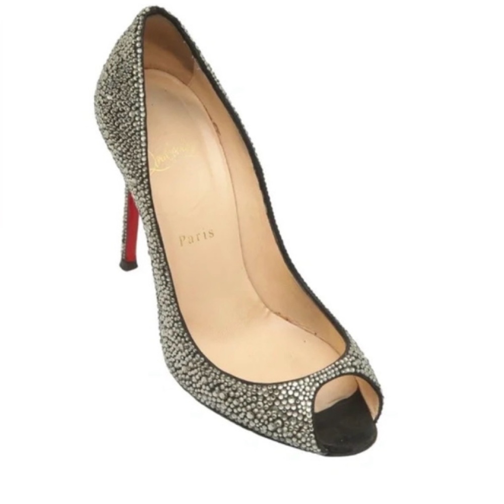 Christian Louboutin Pump Crystal Suede Sexy Strass Peep Toe